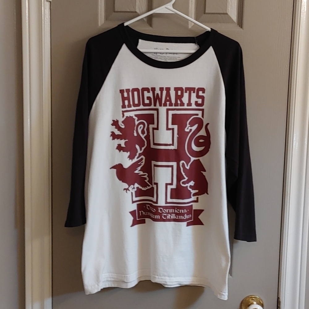 Harry Potter Hogwarts Draco Dormiens Raglan Women's Top Size Large